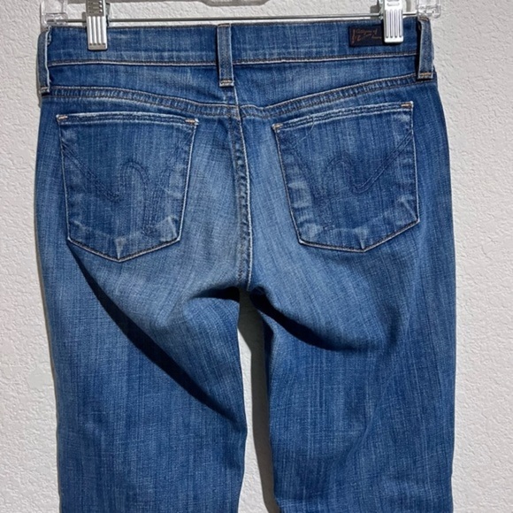 Citizens of Humanity Medium Wash Whiskered Distressed Low Rise Boot Cut Jeans 25 - Picture 5 of 13